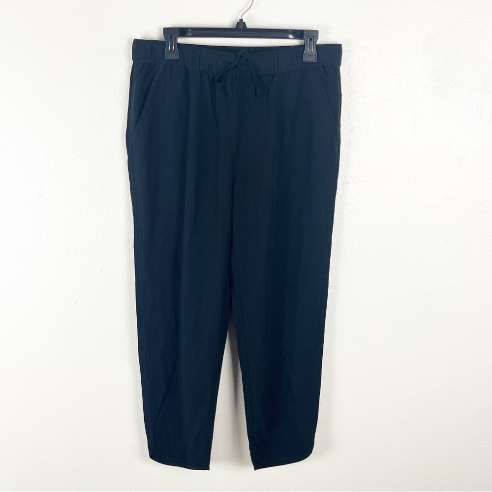 MADEWELL Black High Rise Drawstring Waist Track Trousers Pants, Size Medium